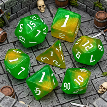 Load image into Gallery viewer, Glitter Nebula Resin Dice Set – Choose Your Color
