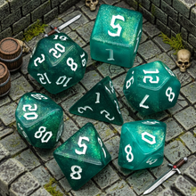 Load image into Gallery viewer, Glitter Nebula Resin Dice Set – Choose Your Color
