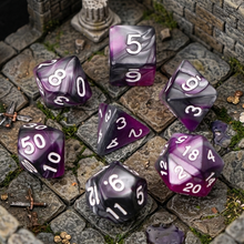 Load image into Gallery viewer, Alchemist's Swirl Resin Dice Set – Choose Your Color
