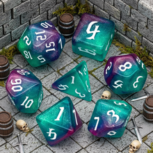 Load image into Gallery viewer, Glitter Nebula Resin Dice Set – Choose Your Color
