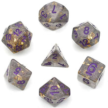 Load image into Gallery viewer, Celestial Gold Foil Dice Dice Set for Dungeons &amp; Dragons
