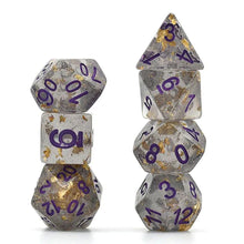 Load image into Gallery viewer, Celestial Gold Foil Dice Dice Set for Dungeons &amp; Dragons

