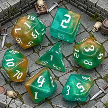 Load image into Gallery viewer, Glitter Nebula Resin Dice Set – Choose Your Color
