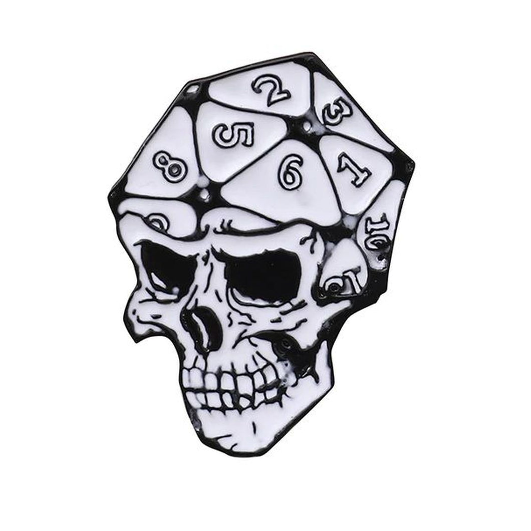 D20 Skull Dice Pin - Dungeons & Dragons Brooch