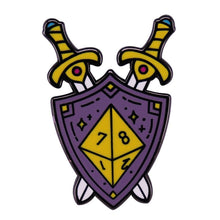Load image into Gallery viewer, Shield D8 Pin - Dungeons &amp; Dragons Brooch

