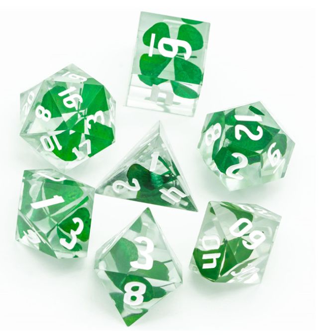 Lucky Clover Leaf Dice Set for Dungeons & Dragons
