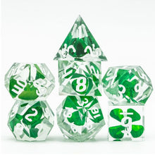 Load image into Gallery viewer, Lucky Clover Leaf Dice Set for Dungeons &amp; Dragons
