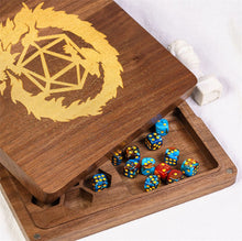 Load image into Gallery viewer, Dragon Wood Dice Storage &amp; Tray for Dungeons &amp; Dragons
