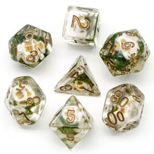 Load image into Gallery viewer, Orc Skulls Encased in Moss Dice Set for Dungeons &amp; Dragons
