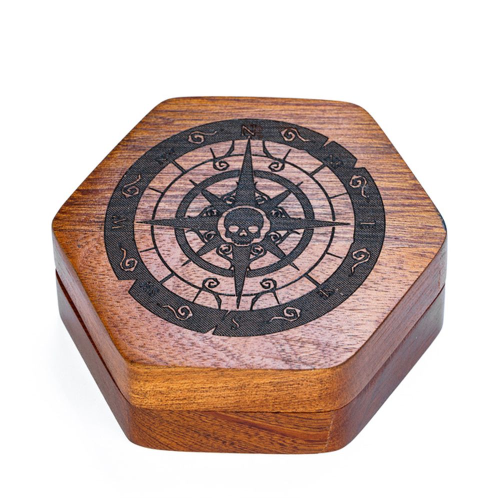 Pirate Compass Wood Dice Box for Dungeons & Dragons