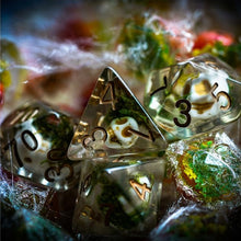Load image into Gallery viewer, Orc Skulls Encased in Moss Dice Set for Dungeons &amp; Dragons
