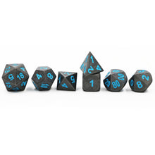 Charger l&#39;image dans la galerie, Dark Stone w/ Blue Numbers Dice Set for Dungeons &amp; Dragons
