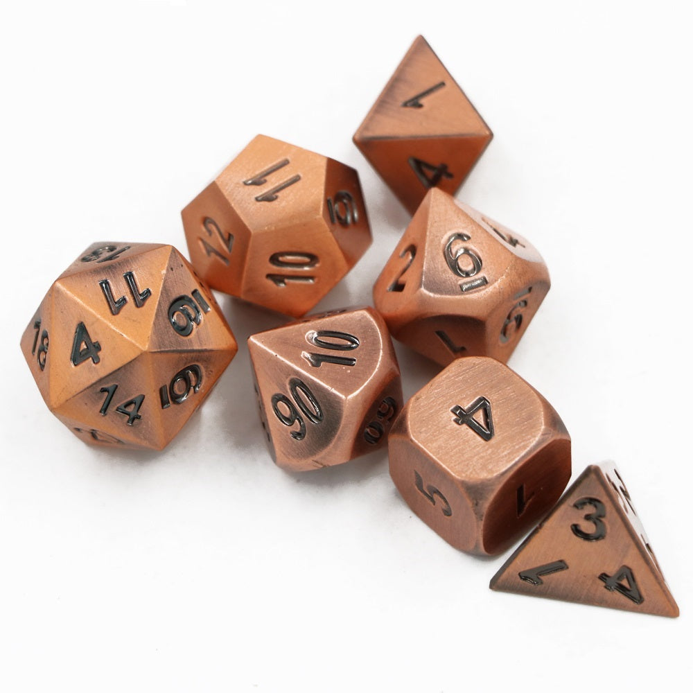 Brushed Copper Metal Dice Set for Dungeons & Dragons