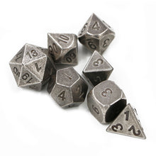 Load image into Gallery viewer, Battle-Worn Steel Metal Dice Set for Dungeons &amp; Dragons
